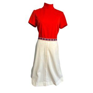 1960's Vintage Red & White Mod Dress
